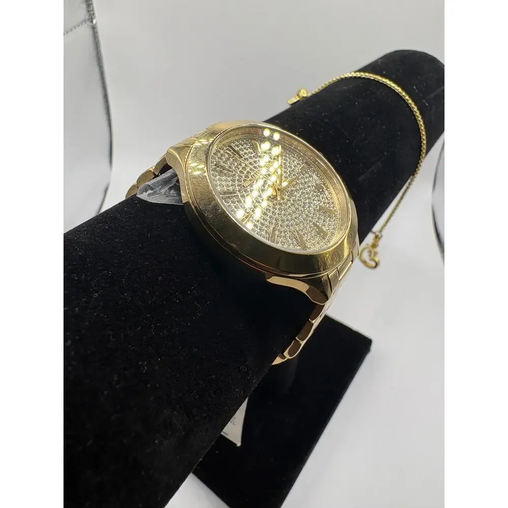 Michael Kors Gold Tone Pave Crystal Watch & Bracelet Set Women's Macy's